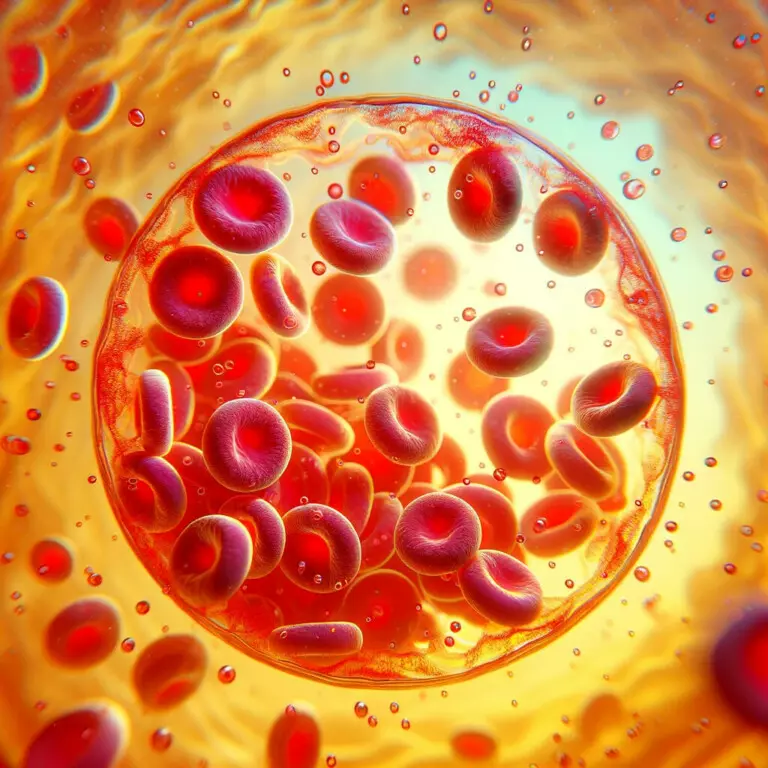 Alt Text: "Abstract depiction of hematuria with red blood cells in a urine-like fluid, visualizing the medical concept without any textual information."